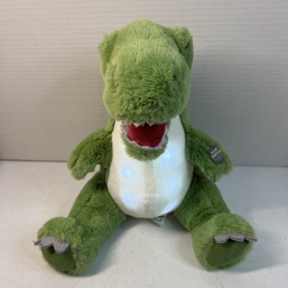 POTTERY BARN KIDS PBK Retired Green Dinosaur Light-Up Plush Stuffed Animal 11"